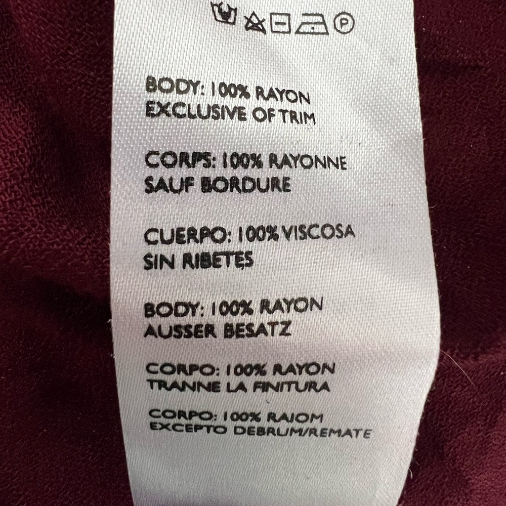 Cleobella White Flowers on Burgundy background Long Sleeve Dress Size Medium - Picture 7 of 8